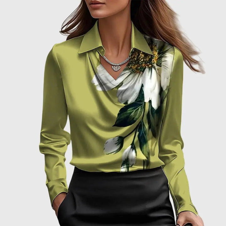 Brooklyn | Women Satin Cowl Neck Long Sleeve Blouse