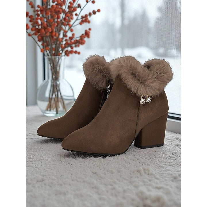 Claire | Fur-Trimmed Block Heel Ankle Boots