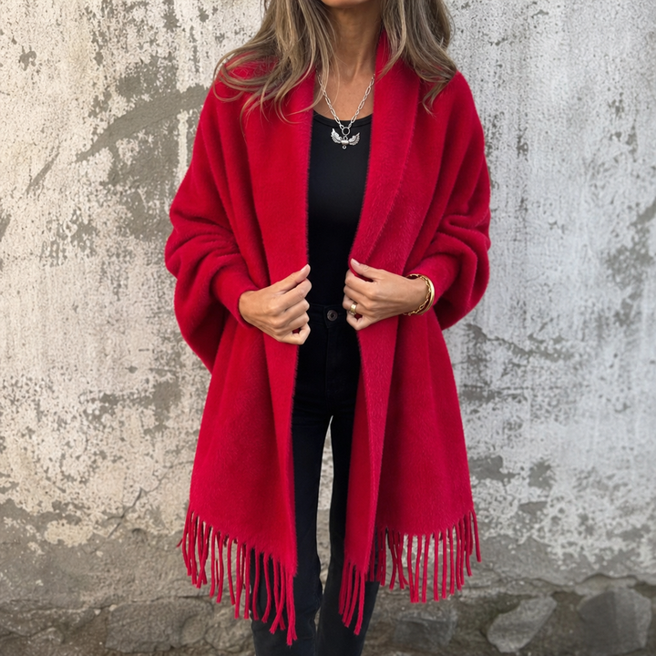 Mantelle - Draped Shawl Collar Open-Front Coat