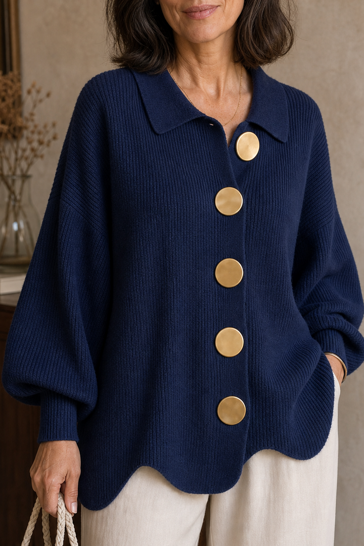 Hudson & Parker - Oversized Scalloped-Hem Button Cardigan