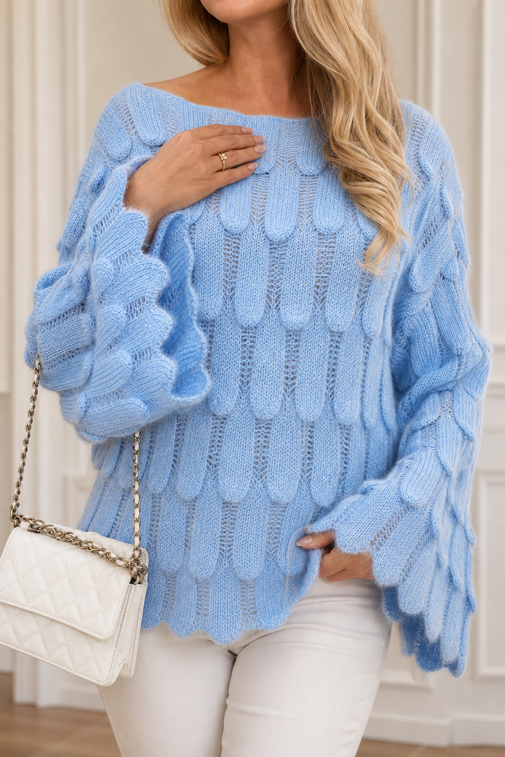 Hudson & Parker - Hollow-Out Leaf-Knit Oversized Sweater