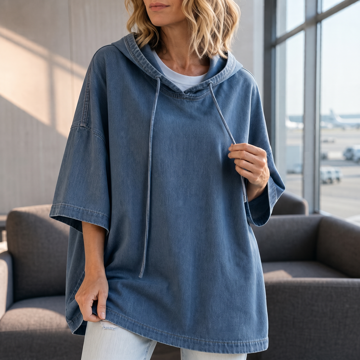 Hudson & Parker - Oversized Washed Denim Hooded Pullover