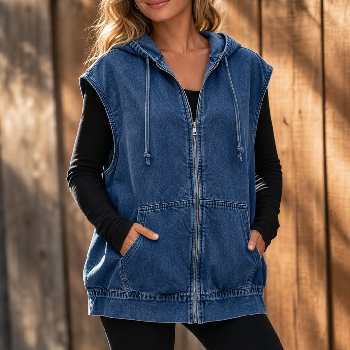 Hudson & Parker - Oversized Hooded Denim-Look Vest