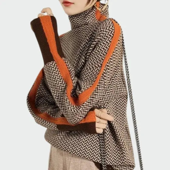 Audrey | Women Pattern Turtleneck Long Sleeve Sweater
