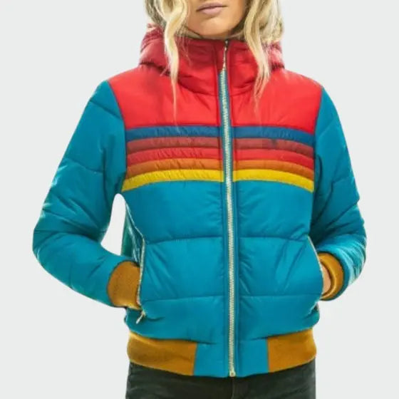 Anna | Women Stripe Zip Front Puffer Jacket
