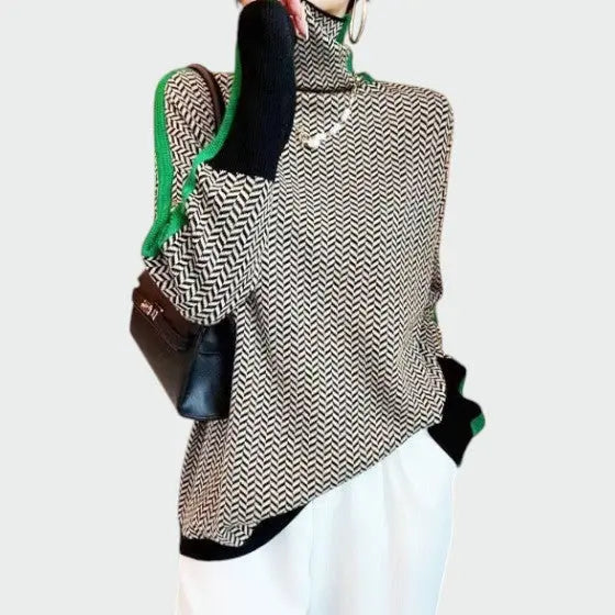 Audrey | Women Pattern Turtleneck Long Sleeve Sweater