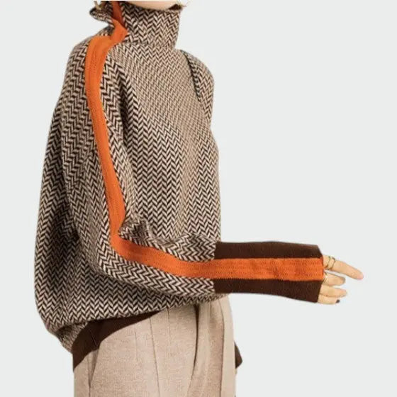 Audrey | Women Pattern Turtleneck Long Sleeve Sweater