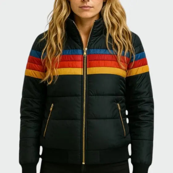 Anna | Women Stripe Zip Front Puffer Jacket