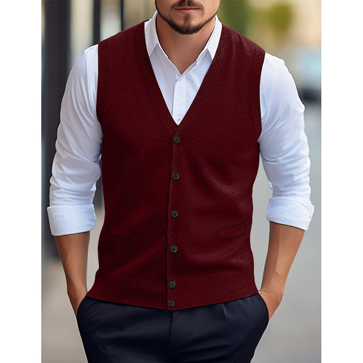 Leonard | Buttoned V-Neck Sweater Vest