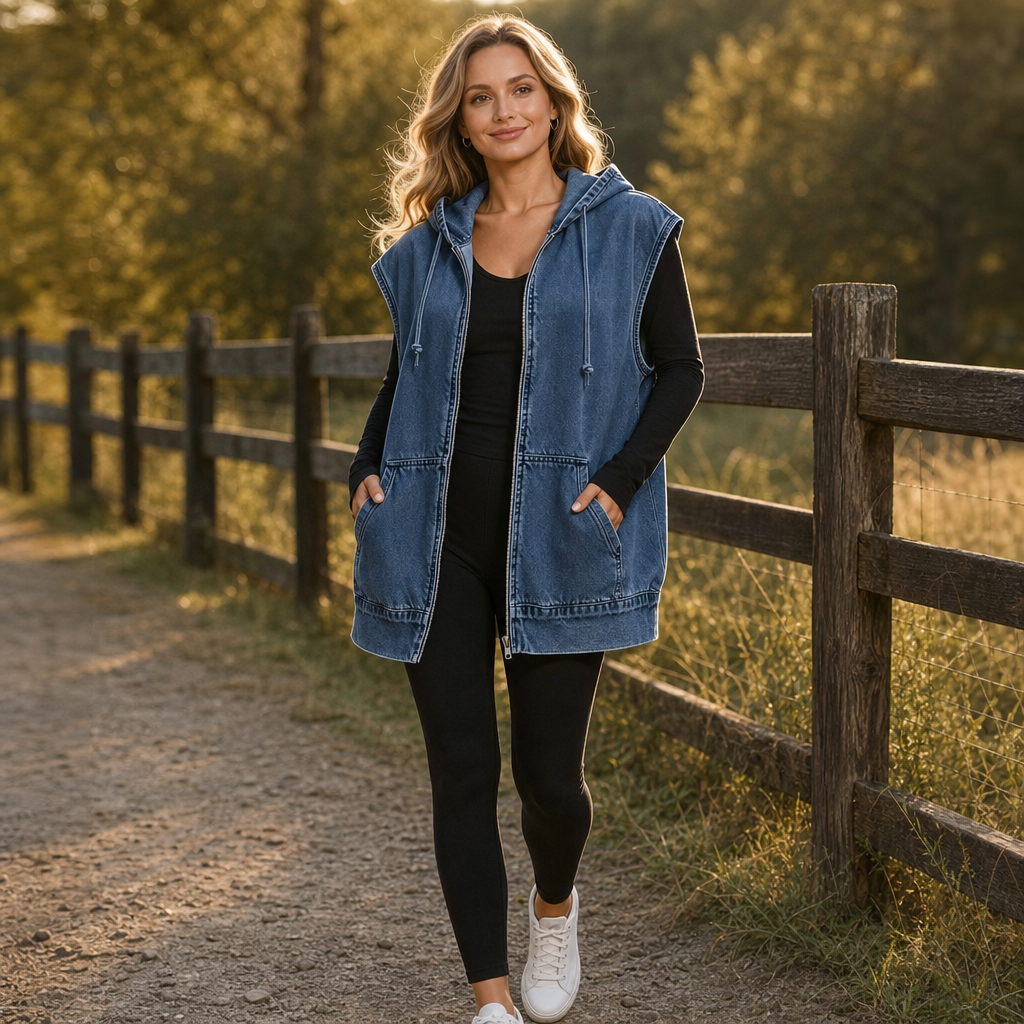 Hudson & Parker - Oversized Hooded Denim-Look Vest