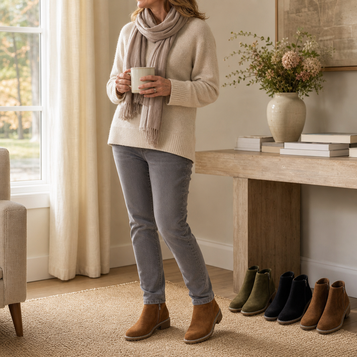 Hudson & Parker - Faux Shearling-Lined Suede Ankle Boots