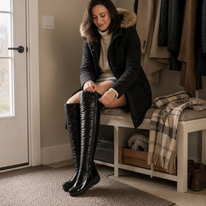Hudson & Parker - Plush-Lined Bow Over-The-Knee Snow Boots
