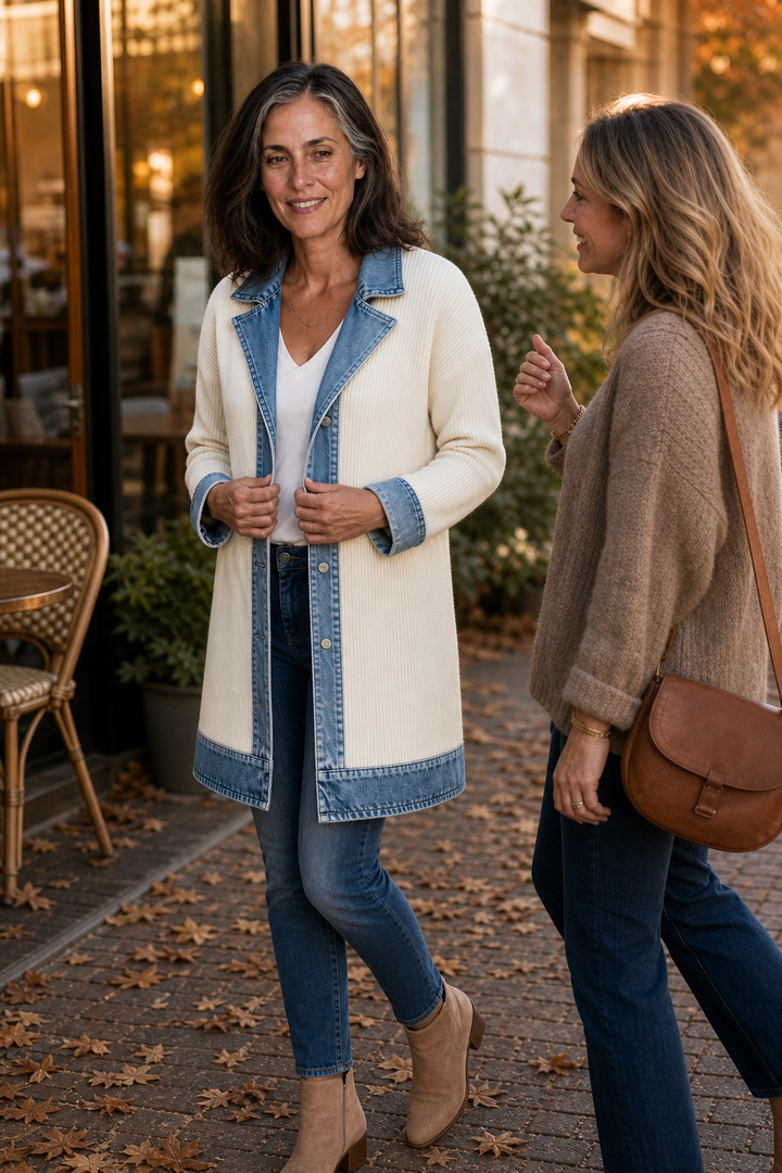 Hudson & Parker - Denim-Look Spliced Ribbed Knit Coat