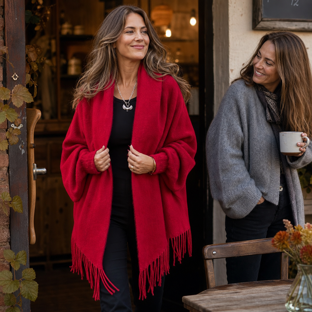 Mantelle - Draped Shawl Collar Open-Front Coat