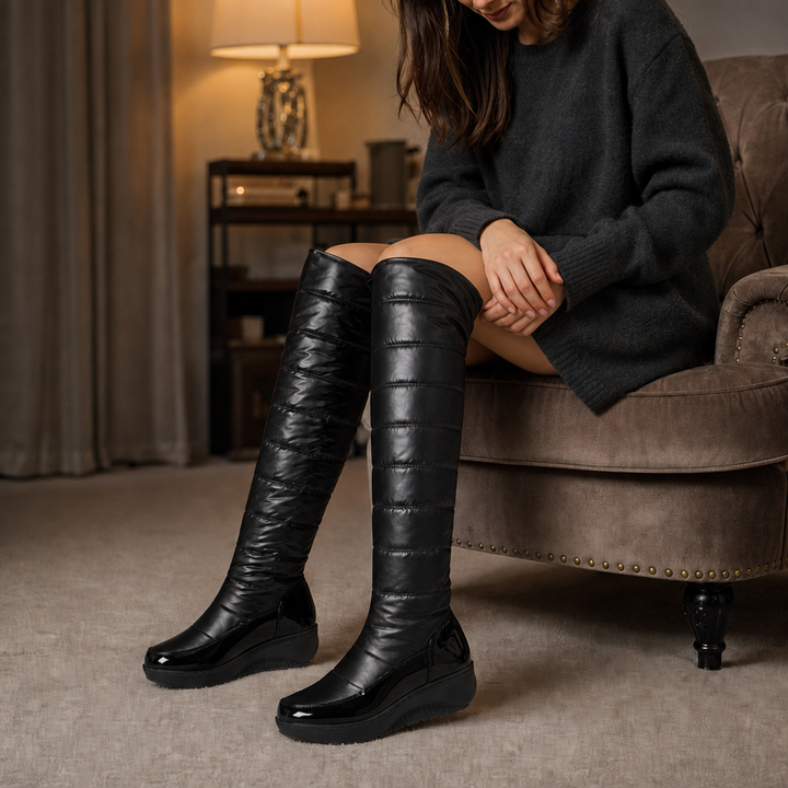 Hudson & Parker - Plush-Lined Bow Over-The-Knee Snow Boots