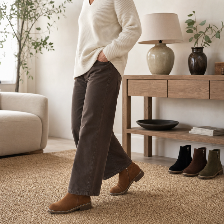 Hudson & Parker - Faux Shearling-Lined Suede Ankle Boots