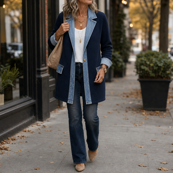 Hudson & Parker - Spliced Denim Ribbed-Knit Longline Jacket