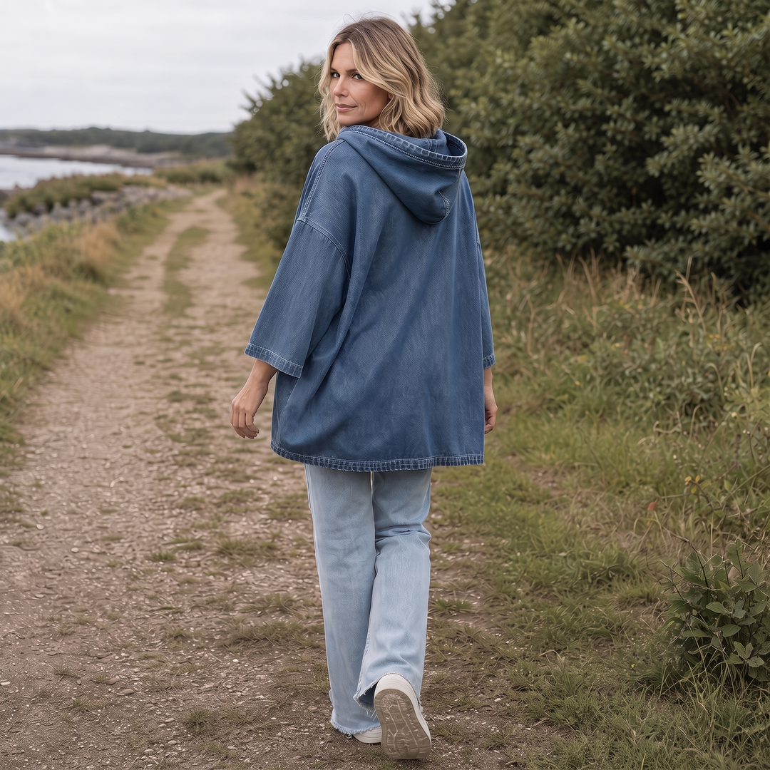 Hudson & Parker - Oversized Washed Denim Hooded Pullover