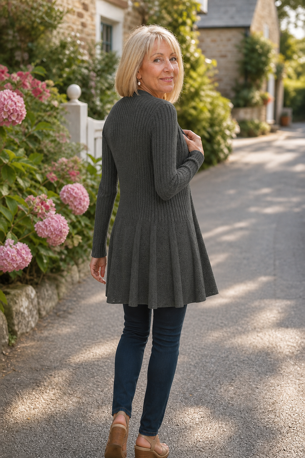 Hudson & Parker - Open-Front Waterfall Knit Cardigan