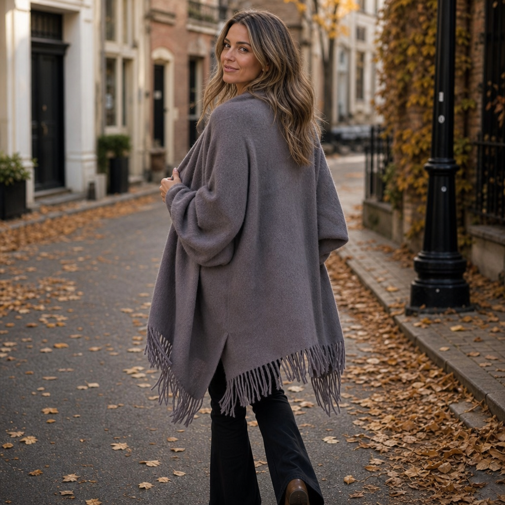 Mantelle - Draped Shawl Collar Open-Front Coat