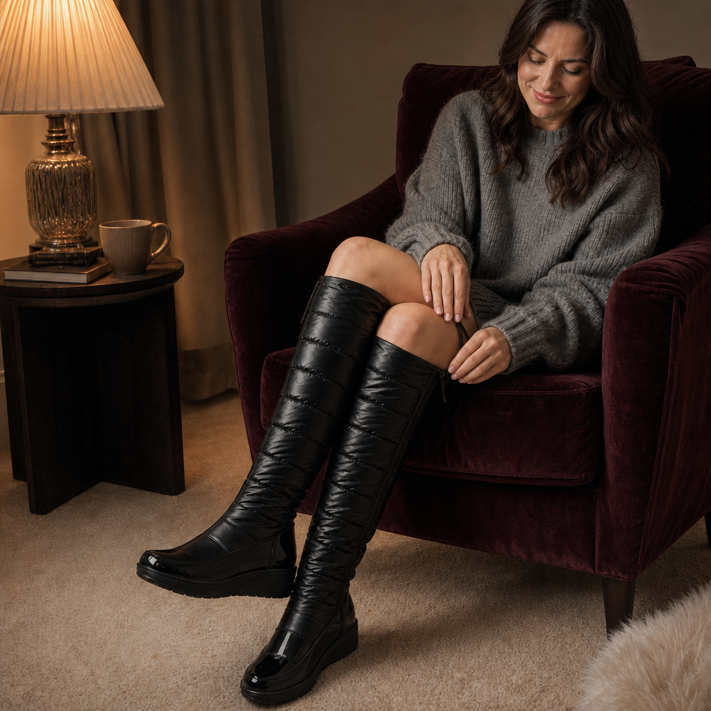 Hudson & Parker - Plush-Lined Bow Over-The-Knee Snow Boots