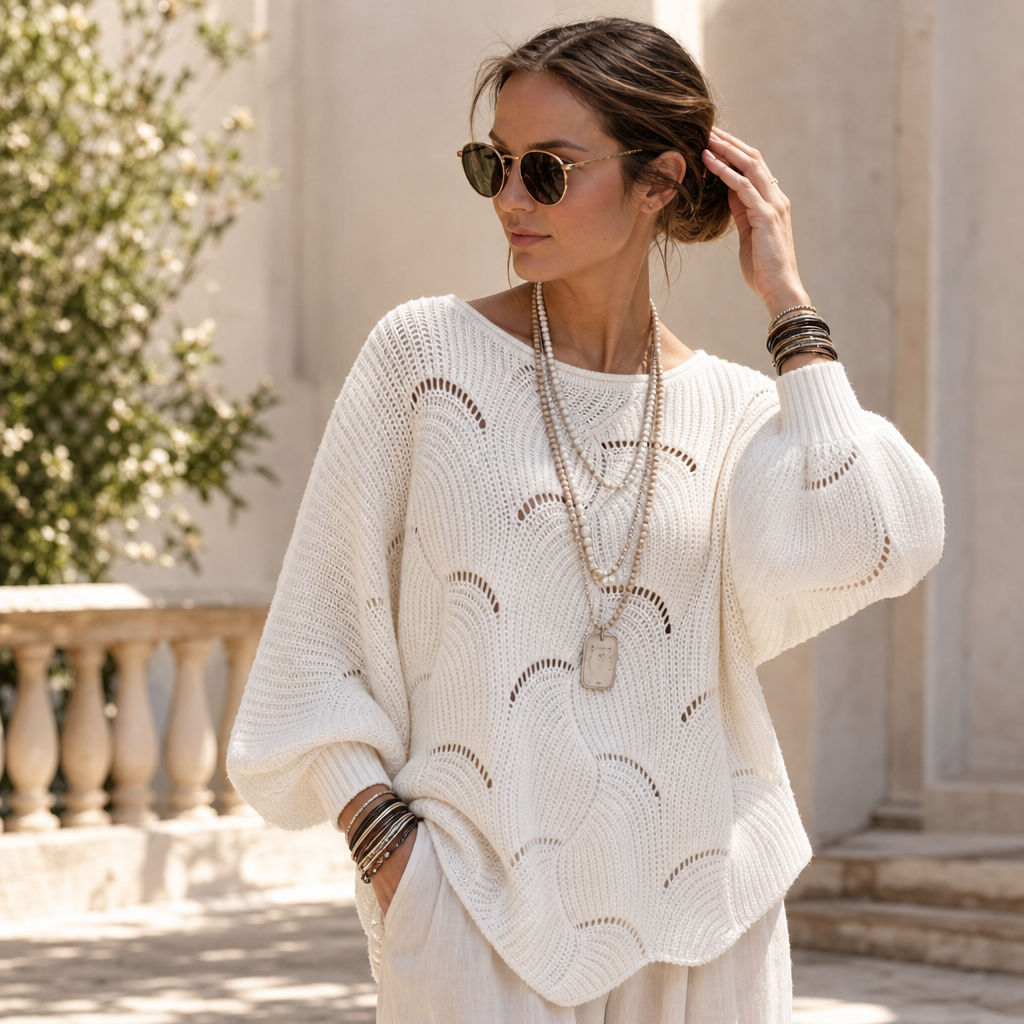 Hudson & Parker - Hollow Wave Batwing Sleeve Sweater