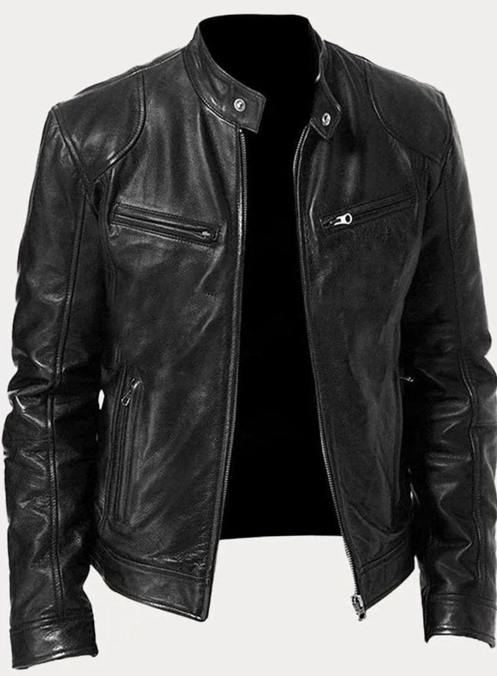 Alexander | Men's Classic Moto-Inspired Slim-Fit Leather Style Jacket