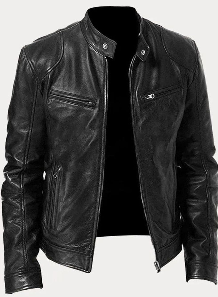 Alexander | Men's Classic Moto-Inspired Slim-Fit Leather Style Jacket