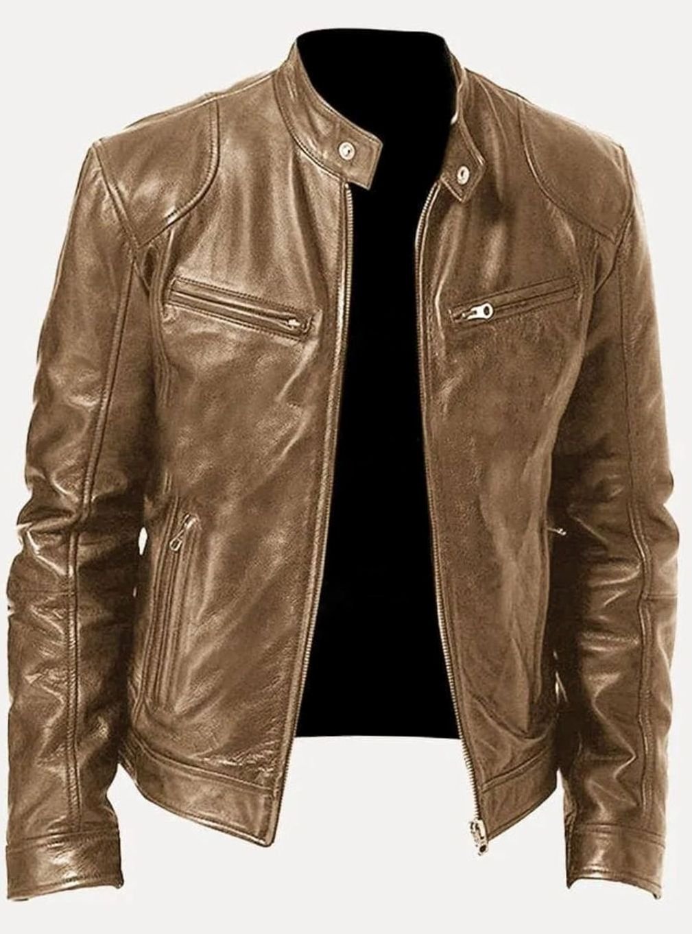 Alexander | Men's Classic Moto-Inspired Slim-Fit Leather Style Jacket