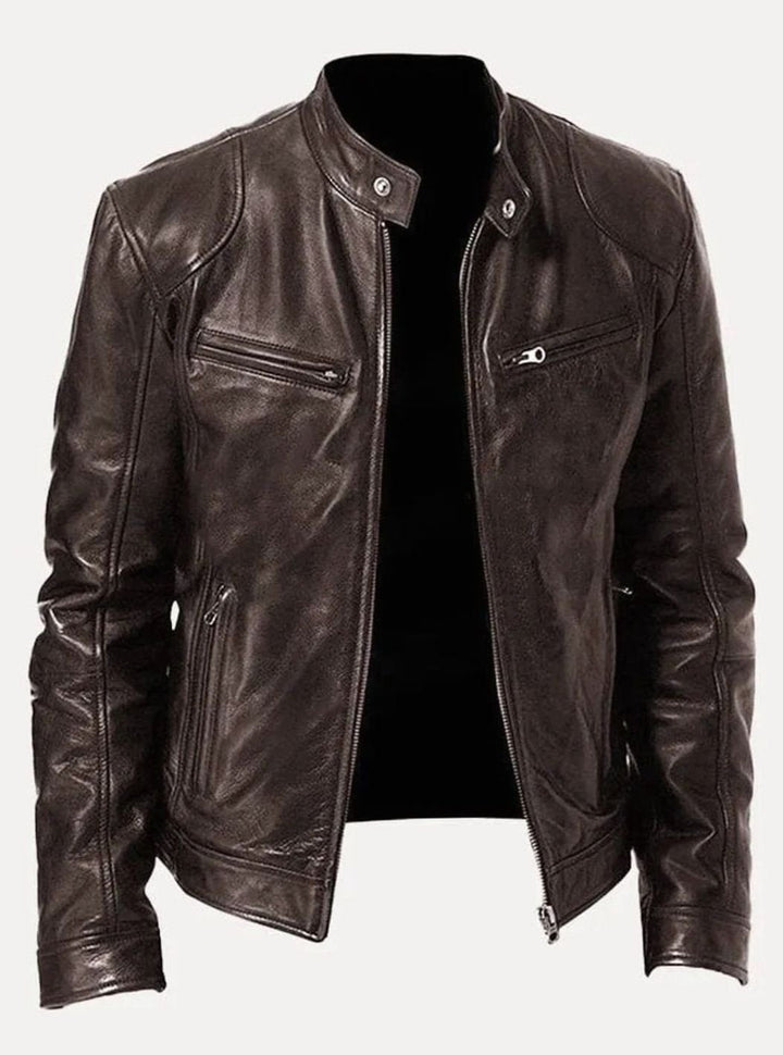 Alexander | Men's Classic Moto-Inspired Slim-Fit Leather Style Jacket