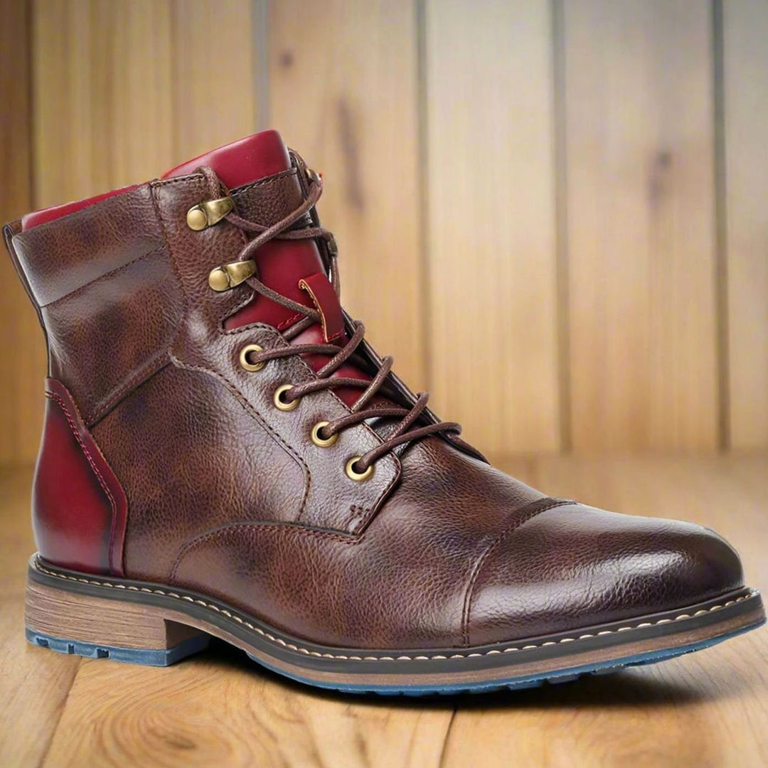 Alexander | Men's Classic Zip Lace-Up Leather-Look Ankle Boots