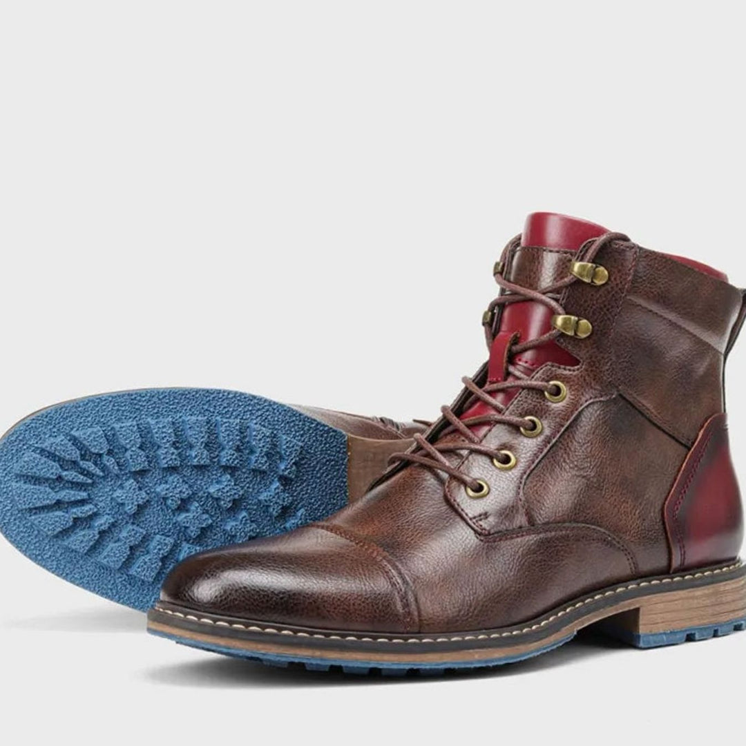 Alexander | Men's Classic Zip Lace-Up Leather-Look Ankle Boots