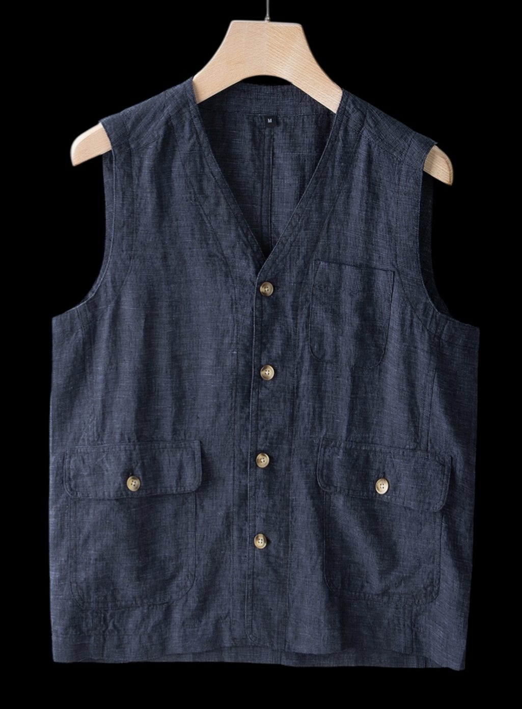 Theodore | Mens Jumper Linen Sleeveless Button-Front Vest