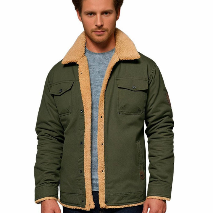 James | Men's Sherpa-Lined Fleece Cargo Winter Jacket