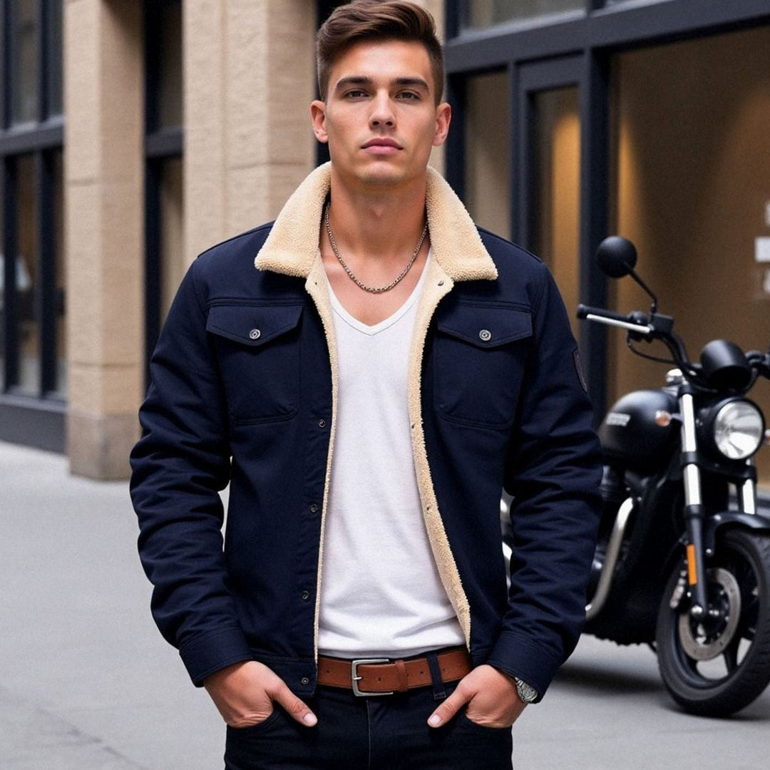 James | Men's Sherpa-Lined Fleece Cargo Winter Jacket