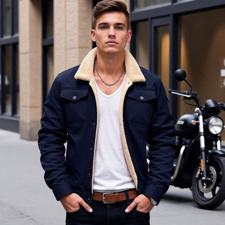 James | Men's Sherpa-Lined Fleece Cargo Winter Jacket