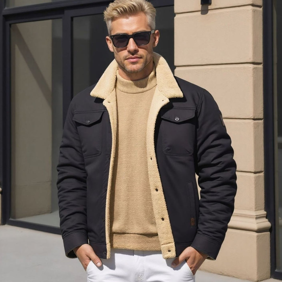 James | Men's Sherpa-Lined Fleece Cargo Winter Jacket