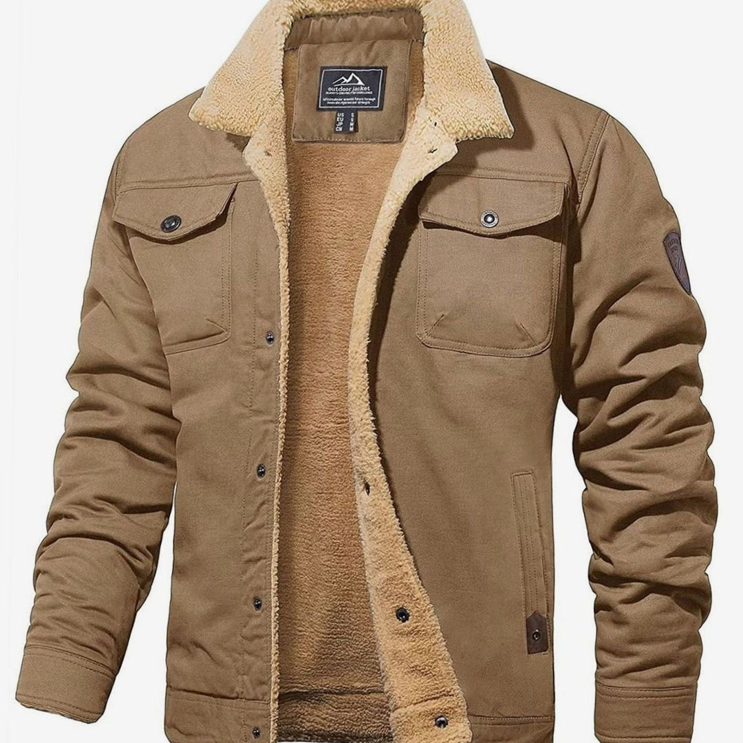 James | Men's Sherpa-Lined Fleece Cargo Winter Jacket