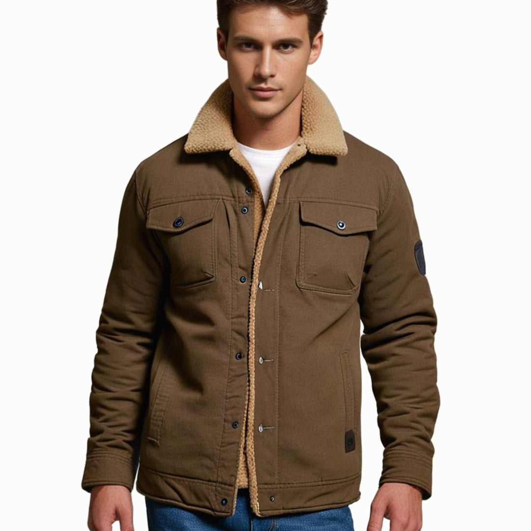 James | Men's Sherpa-Lined Fleece Cargo Winter Jacket