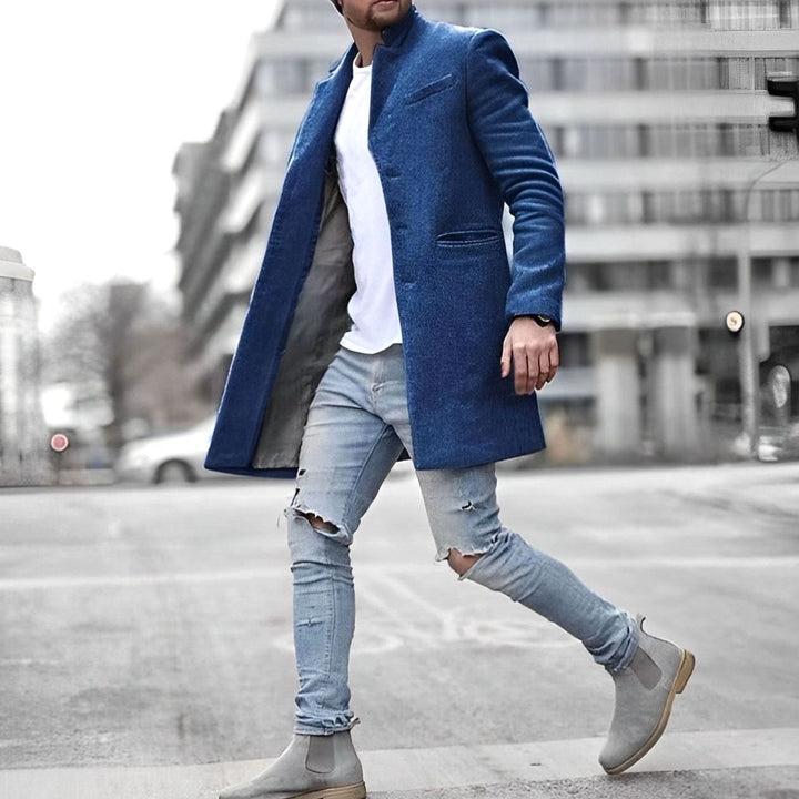 Logan | Men's Slim-Fit Mid-Length Mens Winter Coat Stand Collar Overcoat