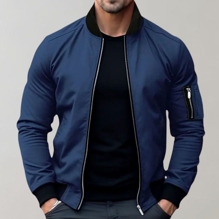 William | Men's Slim-Fit Zip-Up Bomber Jacket Raglan Sleeve Pockets