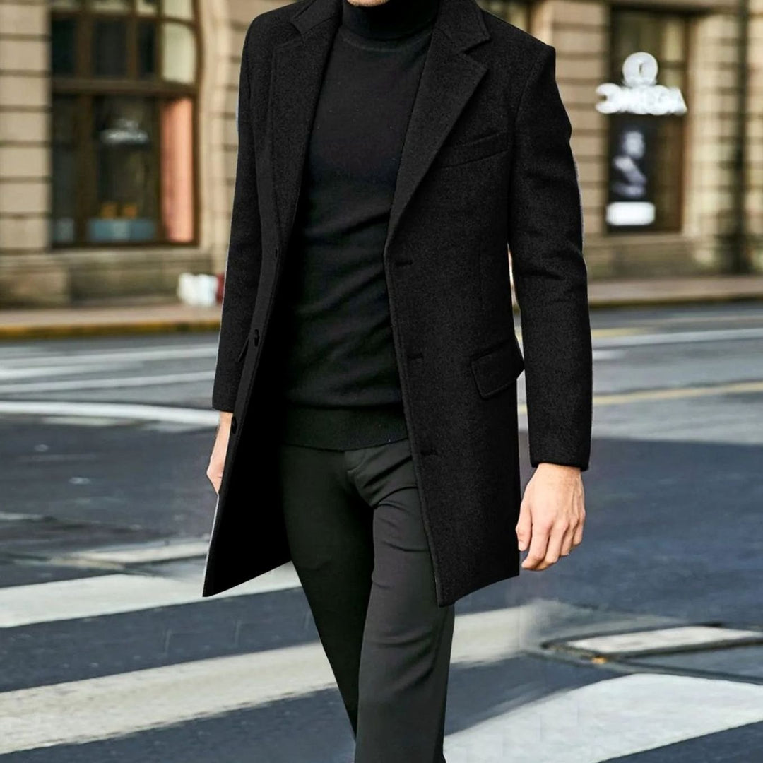 Matthew | Men's Winter Coat Single-Breasted Notched Lapel Long Overcoat