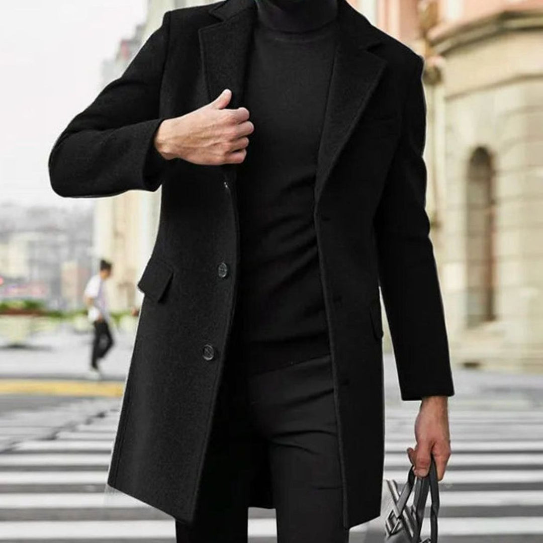 Matthew | Men's Winter Coat Single-Breasted Notched Lapel Long Overcoat