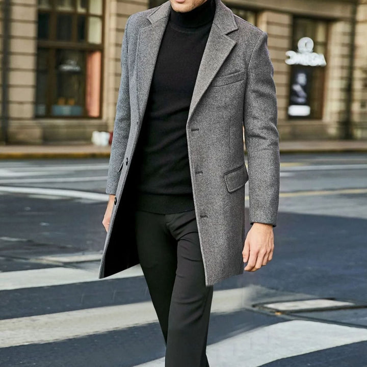 Matthew | Men's Winter Coat Single-Breasted Notched Lapel Long Overcoat