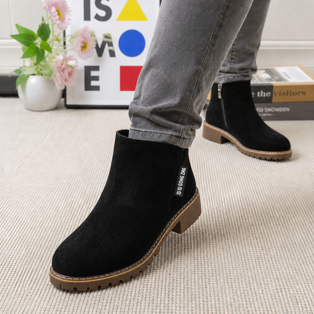 Hudson & Parker - Faux Shearling-Lined Suede Ankle Boots