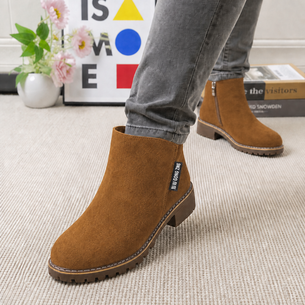 Hudson & Parker - Faux Shearling-Lined Suede Ankle Boots