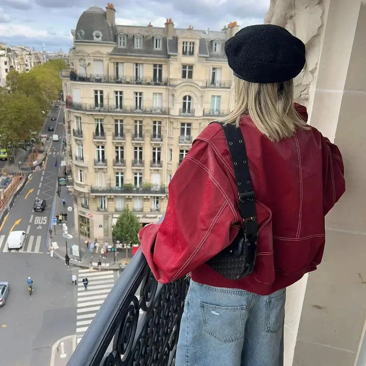 Ingrid | Oversized Leather Bomber Jacket
