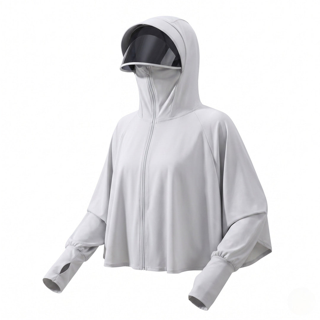 Women UV protection hooded blouse with expandable face visor Hudson & Parker