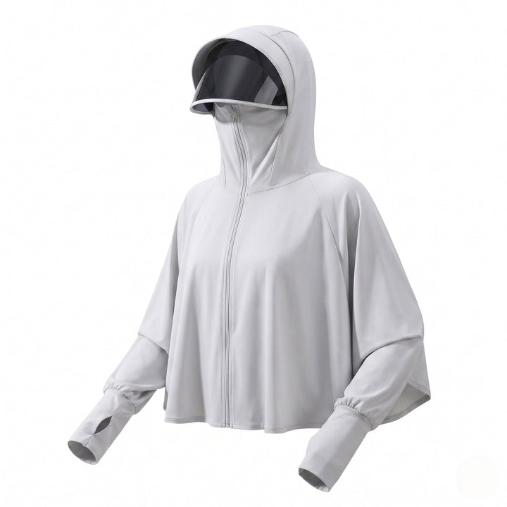 Women UV protection hooded blouse with expandable face visor Hudson & Parker