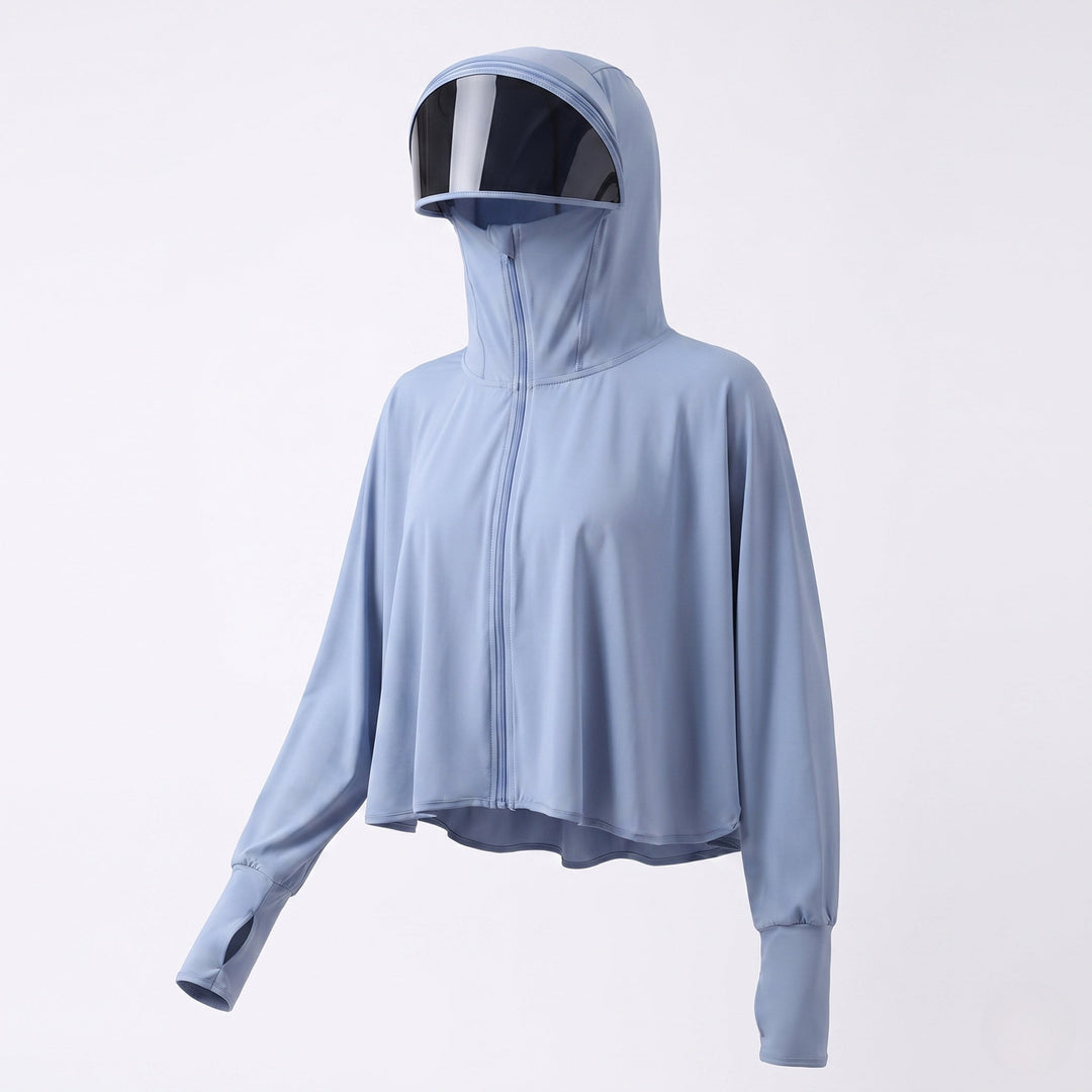 Women UV protection hooded blouse with expandable face visor Hudson & Parker